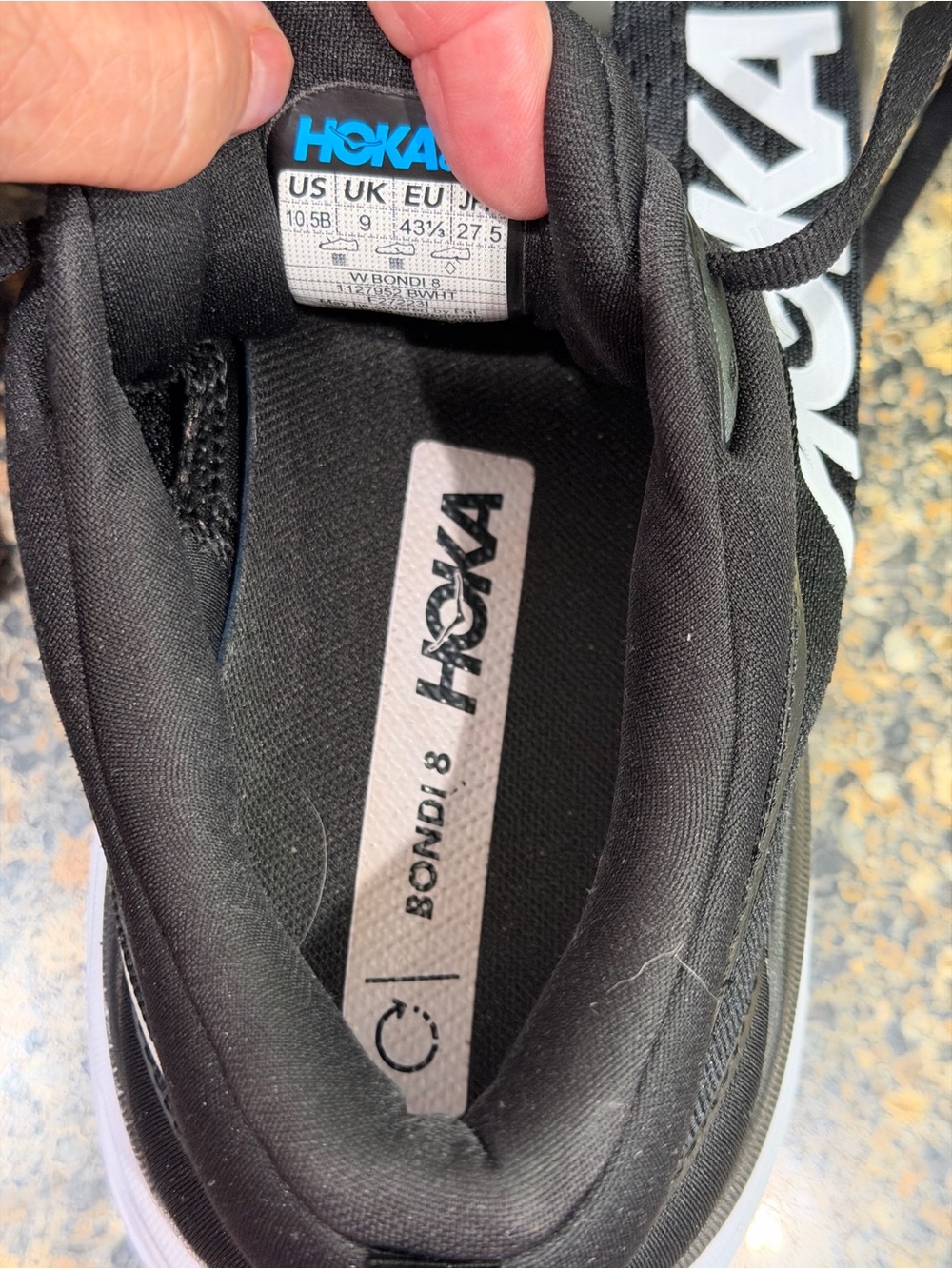 Hoka Black and White Road-Running Trainers ladies 10.5 - Picture 10 of 11